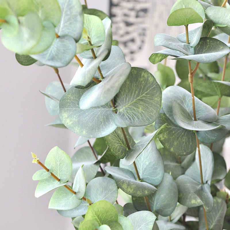 Single Stem Eucalyptus Artificial Branch, 35" Long, Silk-Like Fabric, Indoor Use for Weddings, Home Decor, Events