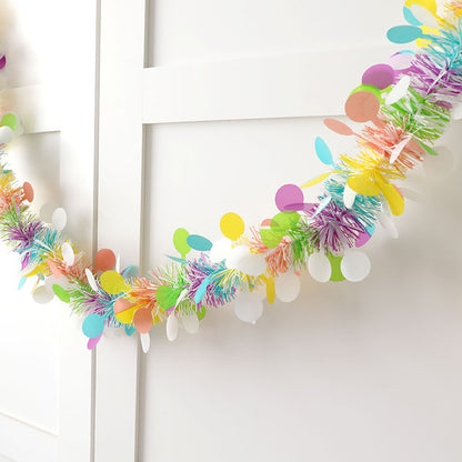 2-Pack Easter Macaron Color Circle Streamers (6.6ft/32.8ft) - Party School Classroom Decor
