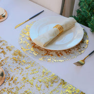 6-Pack 12.99-Inch Round Mesh Placemat with Gold Foil - Ideal for Weddings, Holidays & Banquet Decor