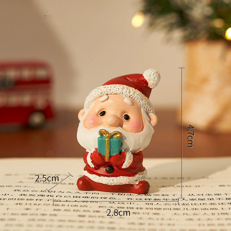 4-Pack Mini Christmas Figurines (2-2.8 Inches) - Tabletop Decor & Stocking Stuffer Gifts