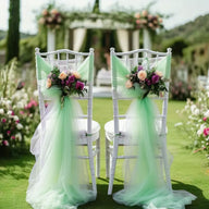 Bridal Shower Chair Tulle Draping - 9.8ft x 29.5in Wedding Party Decor Fabric Romantic Chair & Arch Backdrop