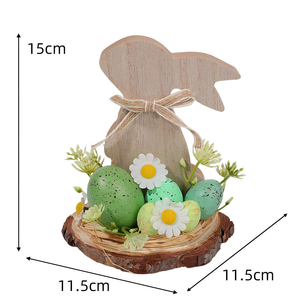 Easter Wooden Decor 3-Pack - Bunny & Egg Farmhouse Table Accents (5.91"×4.72"×4.72")