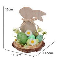 Easter Wooden Decor 3-Pack - Bunny & Egg Farmhouse Table Accents (5.91"×4.72"×4.72")