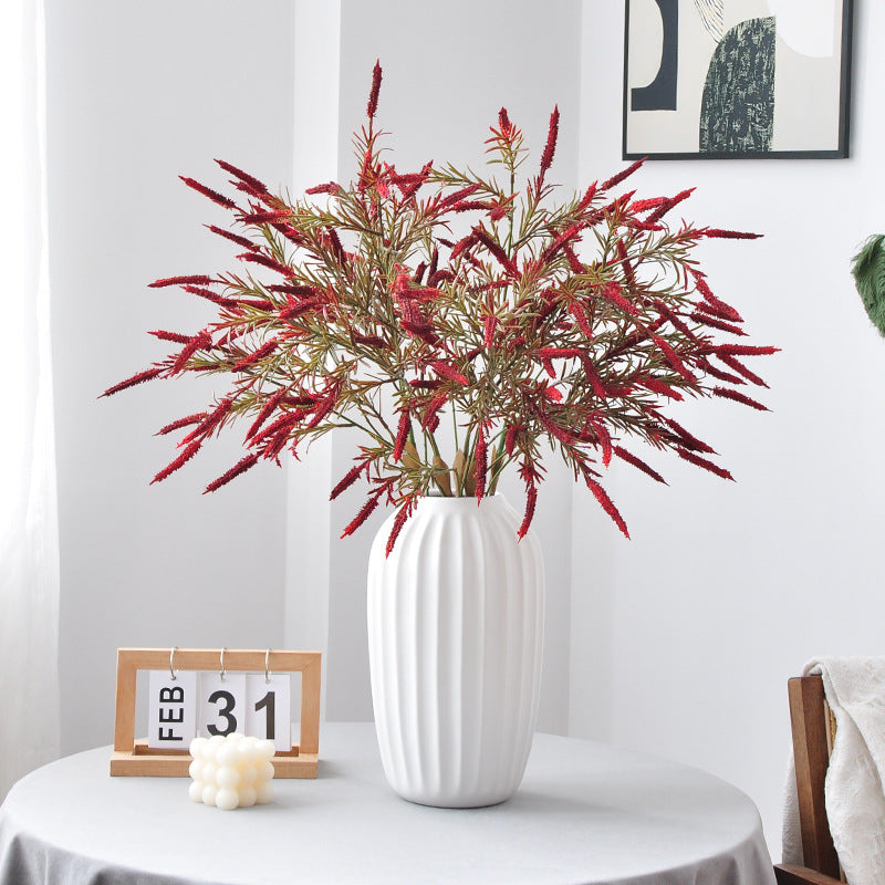 Artificial Sage Salvia & Foxtail Grass Stem, Single Stem Faux Floral, Soft PVC, Bendable, for Home, Wedding & Display