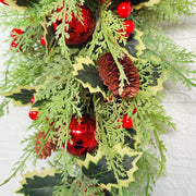 Bulk Artificial Christmas Teardrop Swag Garland 24 Inch for Stairs Door Fireplace Window Holiday Decor
