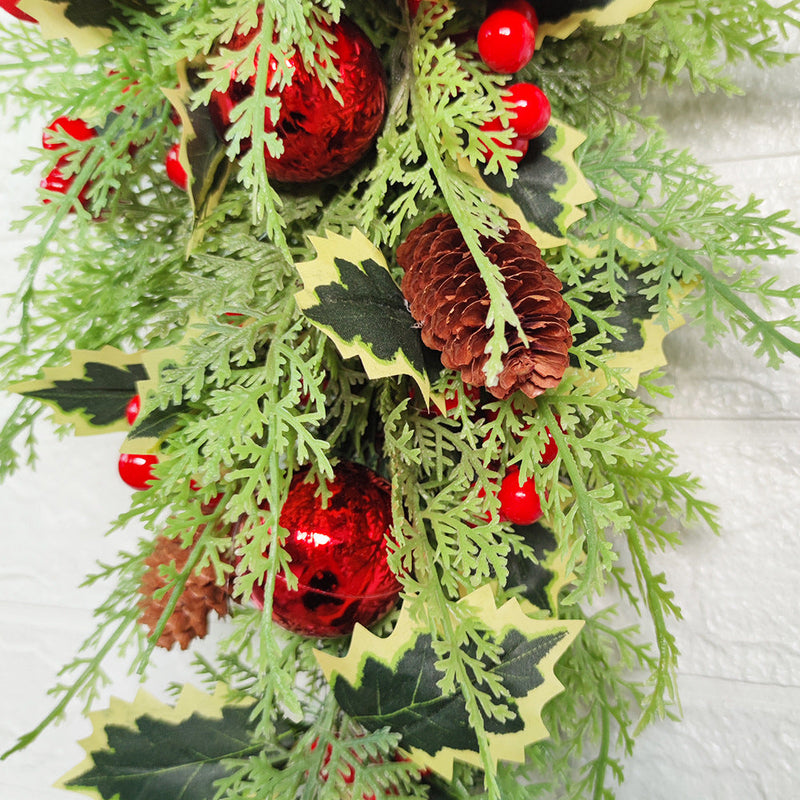 Bulk Artificial Christmas Teardrop Swag Garland 24 Inch for Stairs Door Fireplace Window Holiday Decor