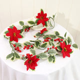 Faux Christmas Garland with Red Berries - 6.5 Feet Indoor Holiday Decor