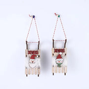 10 Pcs Christmas Sleigh Pendant Ornaments with Elk, Snowman, Santa Claus – Holiday Hanging Decorations for Kids