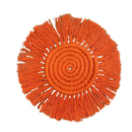 Bulk 2 Pcs Boho Hand-Woven Coasters with Tassel For House Warming Gifts Wholesale