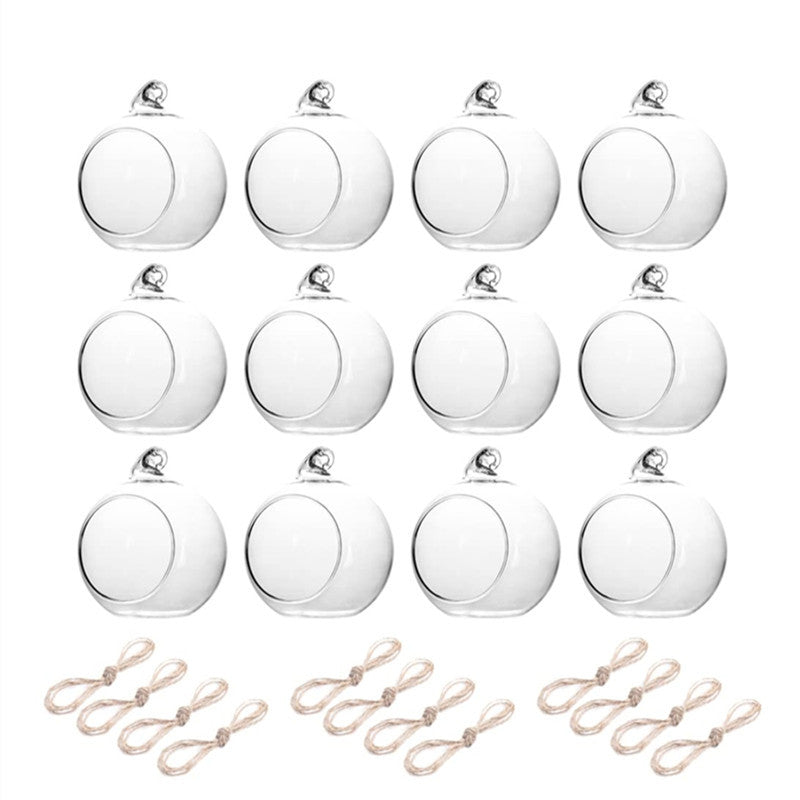 Bulk 12 Pcs Glass Globe Hanging Lights Candle Orbs for Tea Lights Wedding Arch Decor Christmas Centerpiece Outdoor Party Wholesale