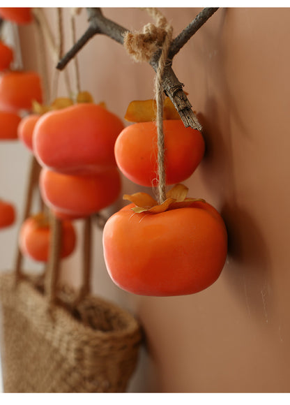 Bulk 2 Pcs Persimmon Garlands Real Touch Fade Resistance for Indoor Outdoor Home Decor Thanksgiving Photo Studio Backdrops Wholesale