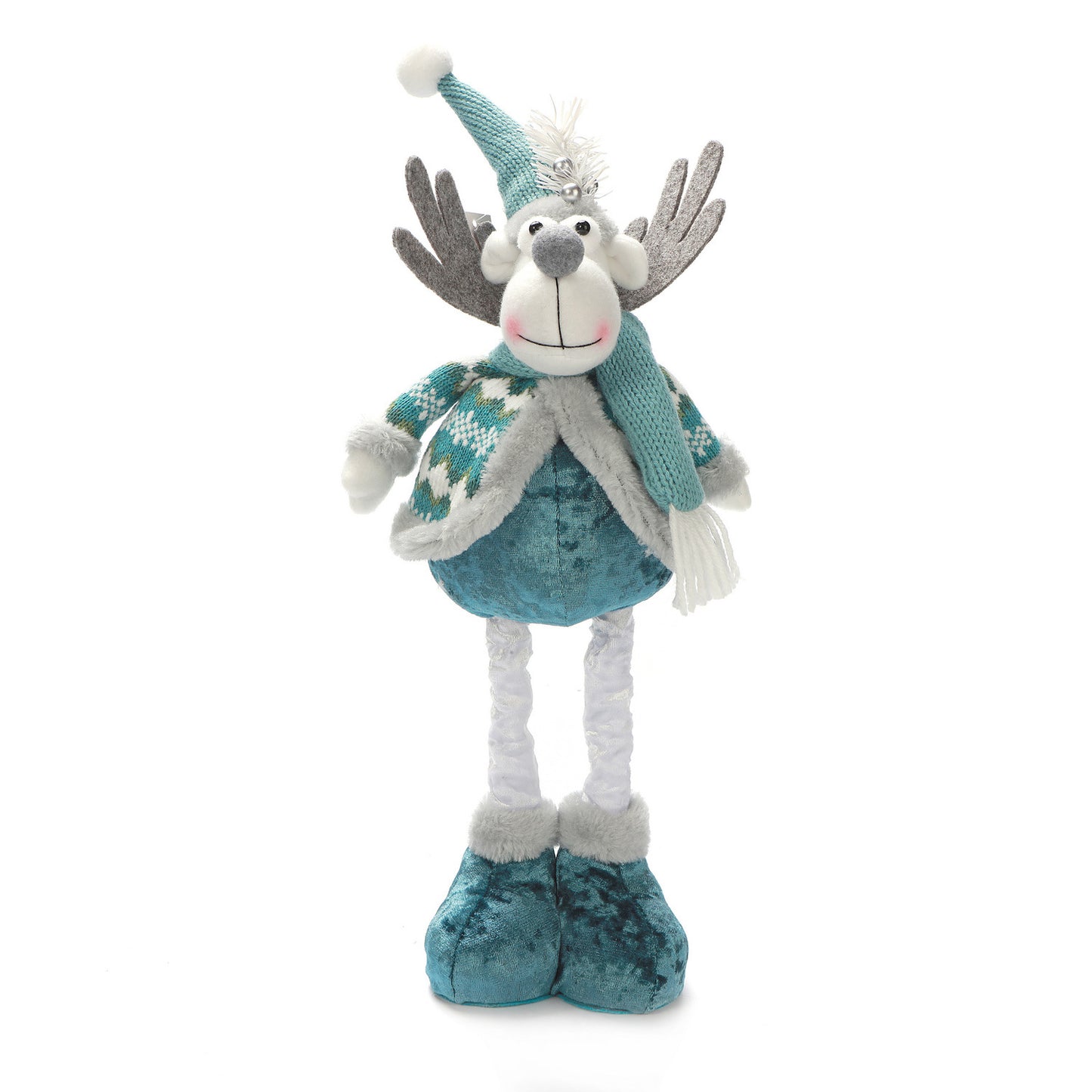 Stretchable Blue Santa-Snowman-Reindeer Plush – 12" Holiday Trio That Springs Into Action