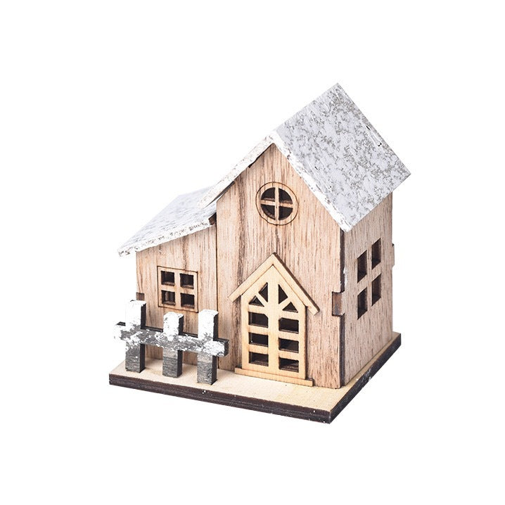 Christmas LED Glowing House Ornaments 6 Pcs Sparkly Desktop Model Decorations