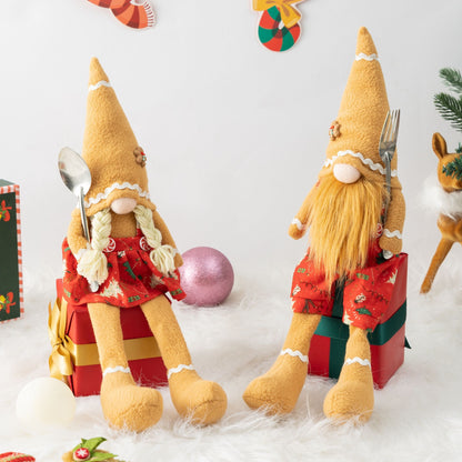 Christmas Gingerbread Gnome Doll - Long-Legged Plush Ornament Holiday Decoration