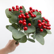 6 Pcs Artificial Red Blueberry Berry Stems 17 Inch Holly Branches for Holiday Decor