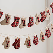 Merry Christmas Wool Felt Banner Garland 1 Set Hanging Ornaments for Fireplace Wall Decor