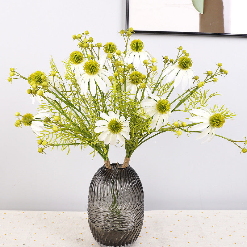 Artificial Coneflower Bouquet, Set of 4 Bouquets with 6 Flower Heads Each, Faux Silk Petals, Wedding & Home Decor
