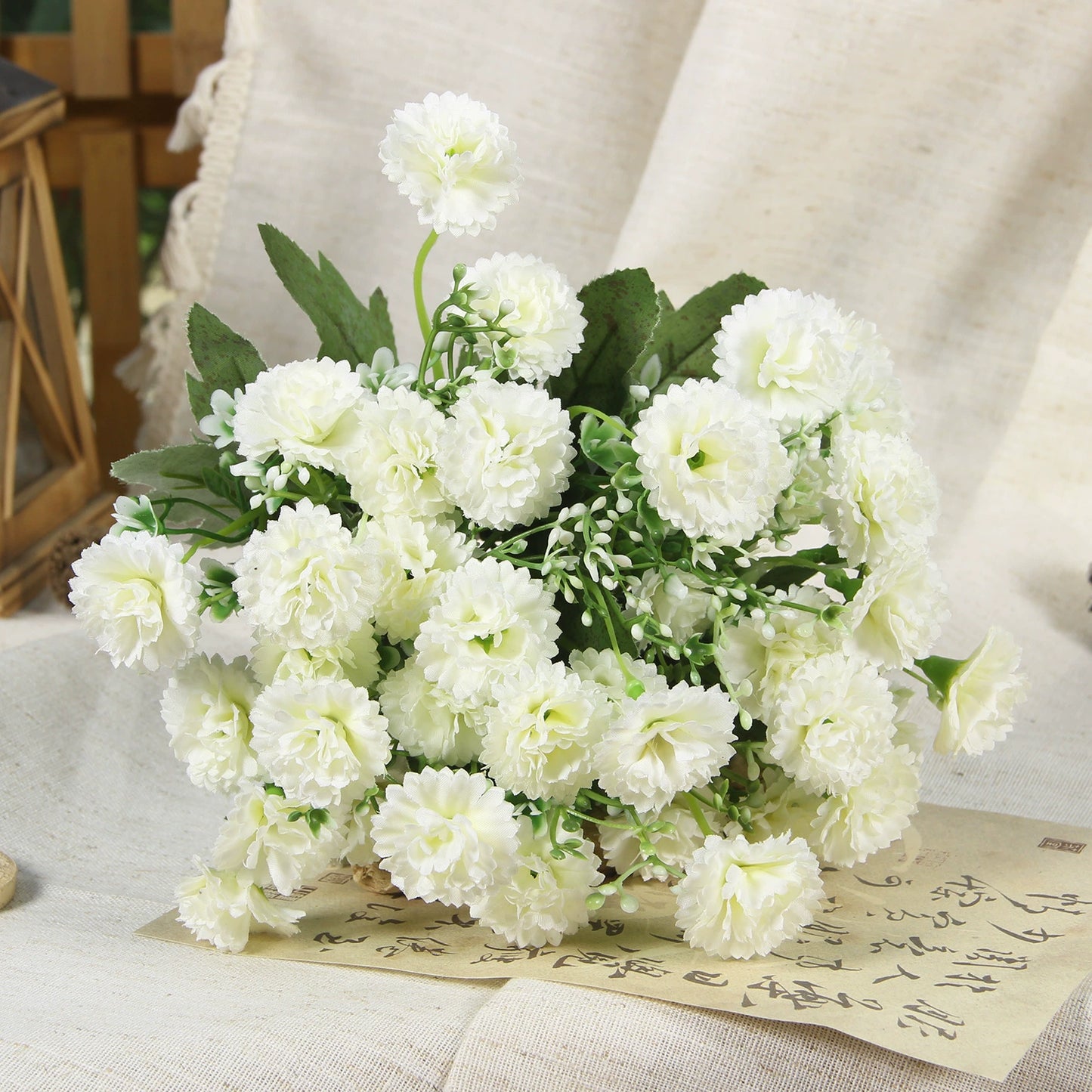 Artificial Carnation & Hydrangea Bouquet, 12.2" Tall, 7.09" Wide, for Event & Venue Styling