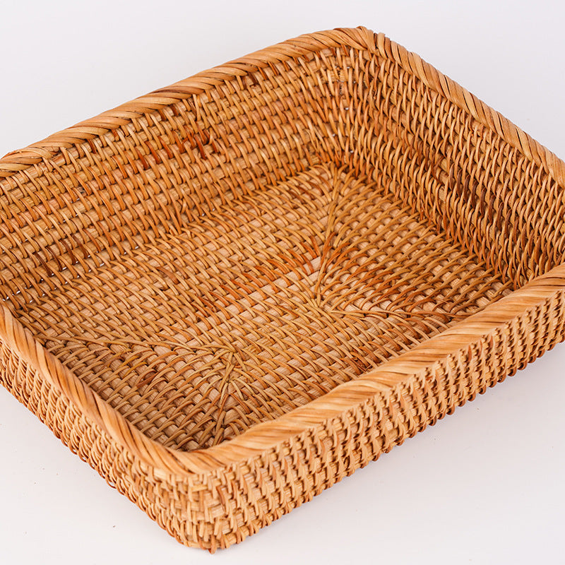 Premium Braided Rattan Organizer Set 3 Piece Modular Desktop Storage for Vanity Cosmetics & Office Décor