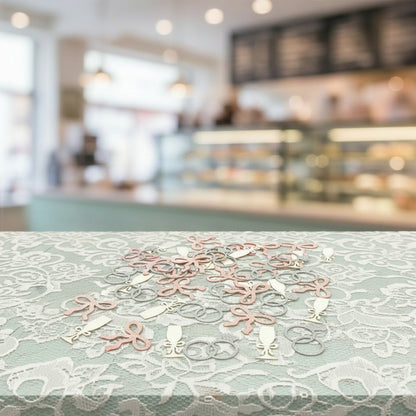 Bachelorette Party Decor Glitter Confetti (100pcs) - Bow Ring & Champagne Glass Table Sprinkles