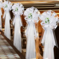 Church Wedding Aisle Chair Decor Kits (5-Pack) – 2m Tulle + White Ribbons per Set