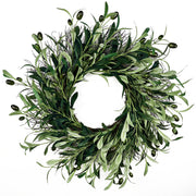 20 Inch Artificial Olive Leaves Wreath with Fruits, Bulk Front Door Decoration, Wholesale