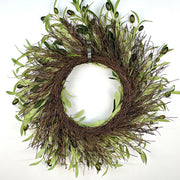 20 Inch Artificial Olive Leaves Wreath with Fruits, Bulk Front Door Decoration, Wholesale
