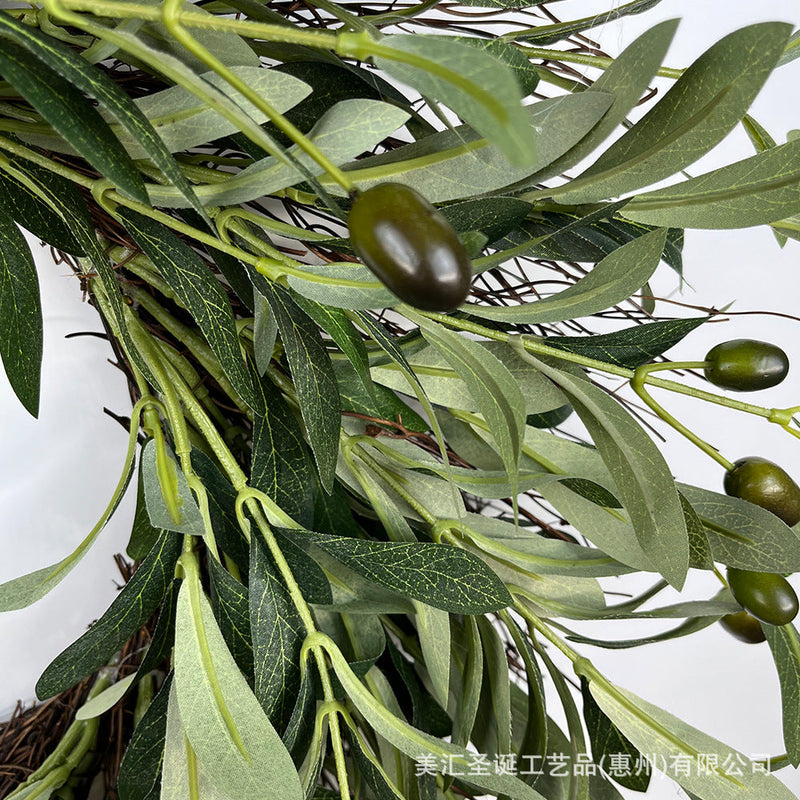 20 Inch Artificial Olive Leaves Wreath with Fruits, Bulk Front Door Decoration, Wholesale