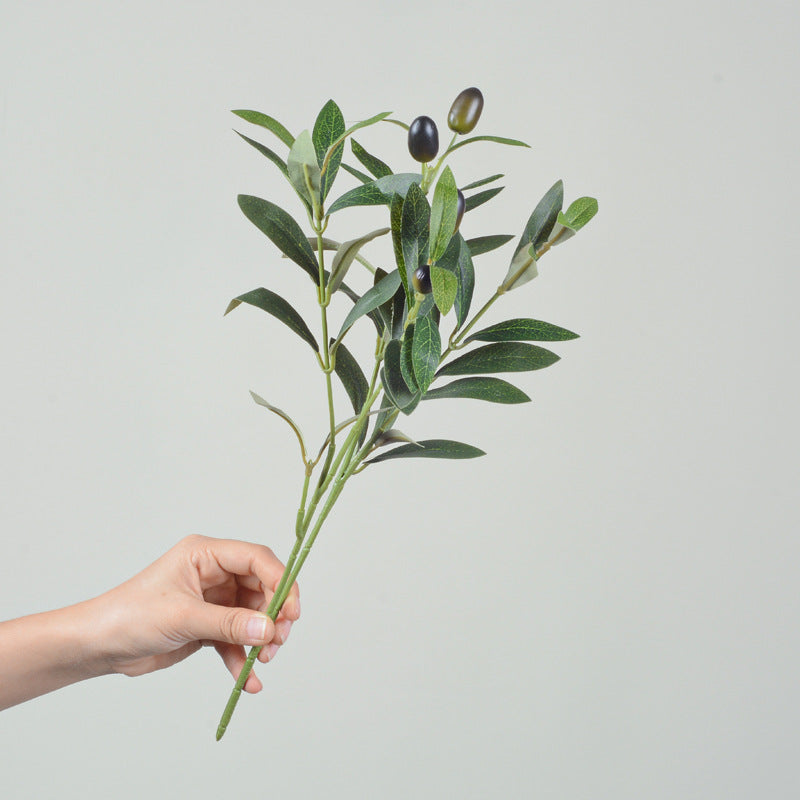 15 Inch Artificial Olive Leaf Stems, 10 Pcs Bulk Silk Tree Branches