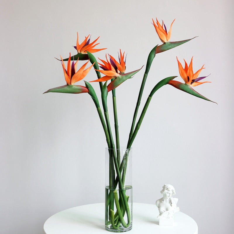 10 Pcs Orange Birds of Paradise Stems 20 Inch Real Touch Artificial Flowers