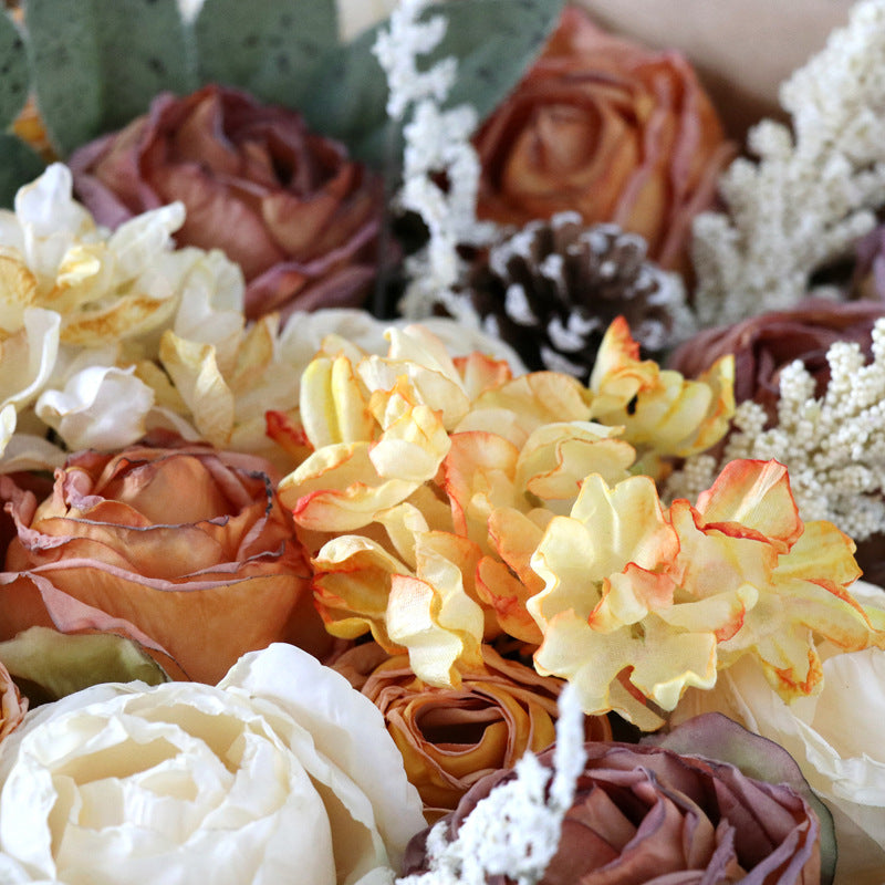 Artificial Fall Flowers Combo Set with Stems, Bulk Wholesale, Mixed Colors, Silk, Multiple Stems