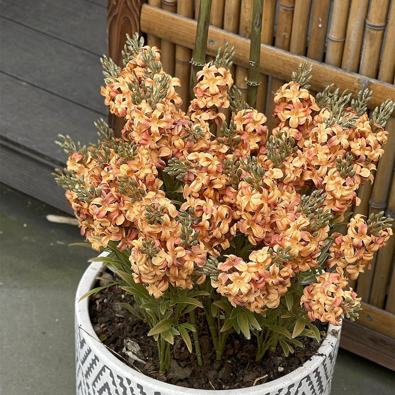 8 Pcs Artificial Hyacinth Bush Flowers UV Resistant Outdoor Silk Plants Bulk