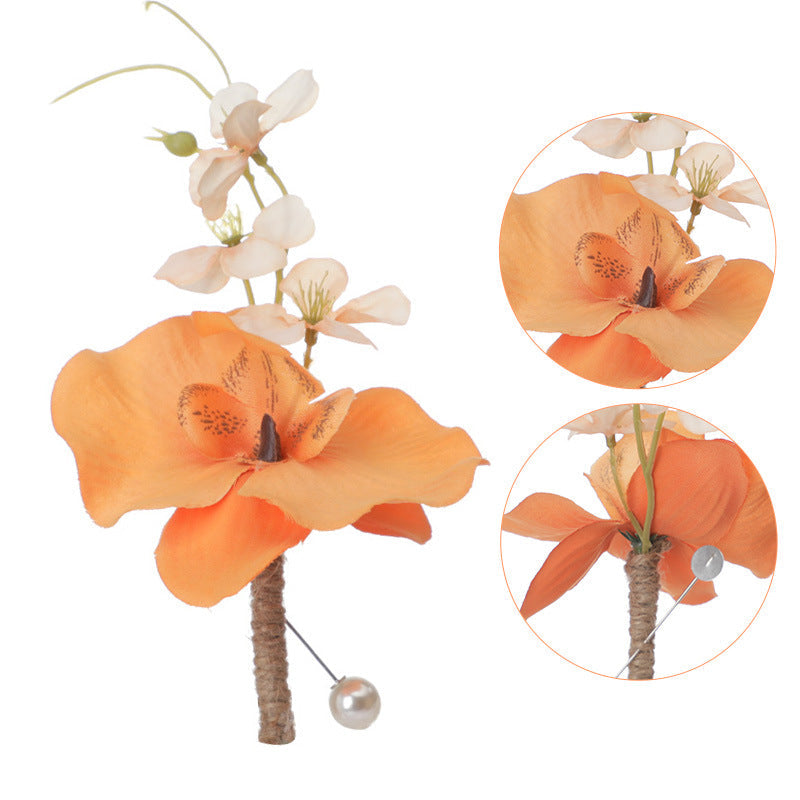 Orchid Boutonnieres 12 Pcs Artificial Silk Flowers for Wedding Groom and Groomsmen