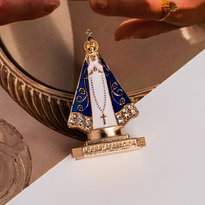 Our Lady of Aparecida Mini Figurine (2x1.2 Inches) - Vintage Metal Home & Office Desktop Decor