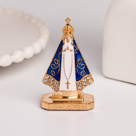 Our Lady of Aparecida Mini Figurine (2x1.2 Inches) - Vintage Metal Home & Office Desktop Decor