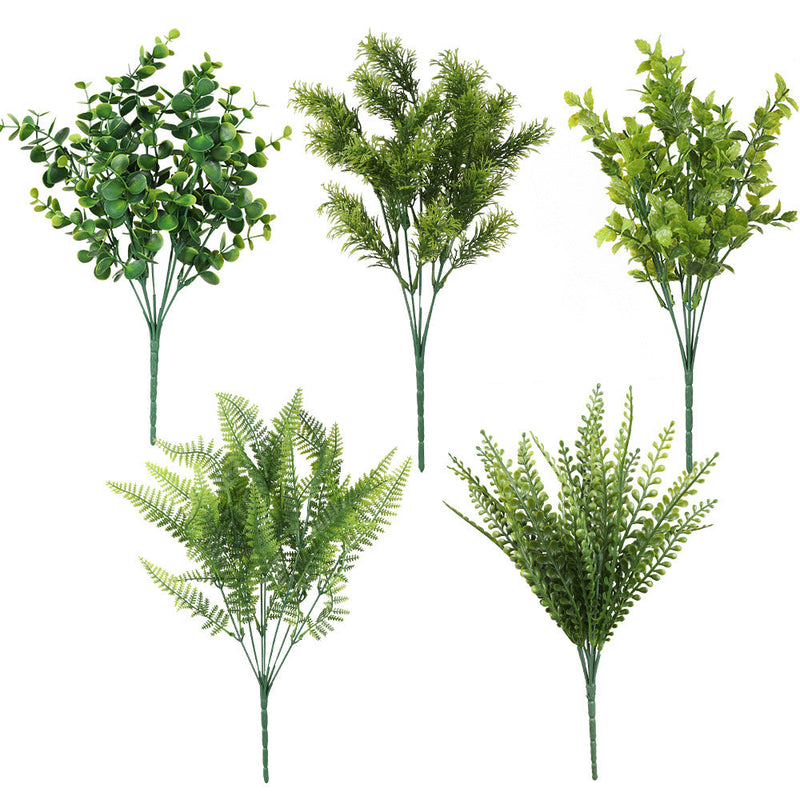 100 Pcs Artificial Greenery Bushes UV Resistant Outdoor Plants Bulk Wholesale