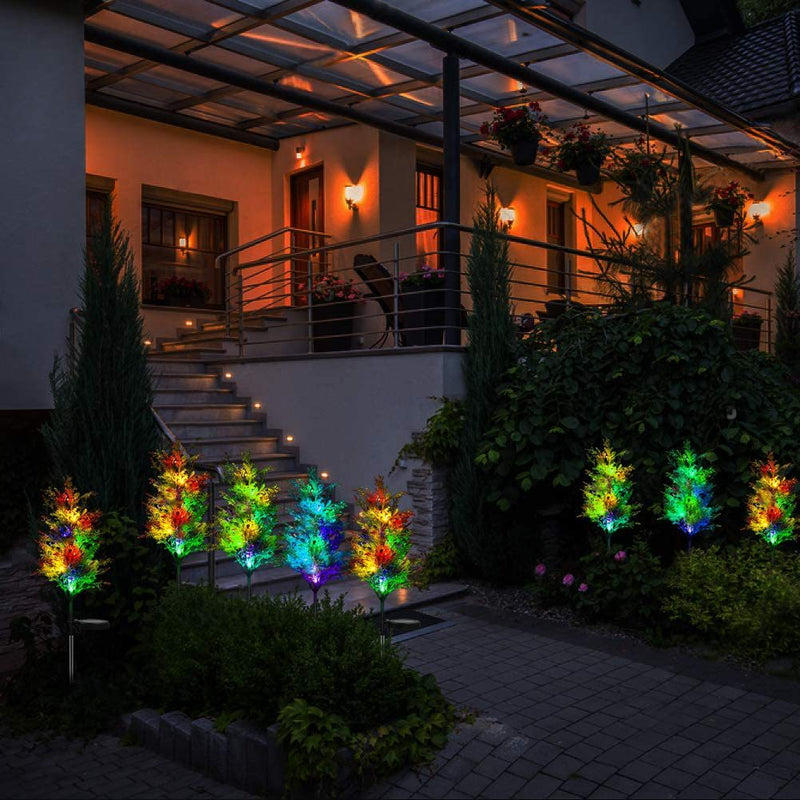 17 Inch Solar Norfolk Pine Branch Lights 10 Pcs Outdoor Artificial Christmas Plant