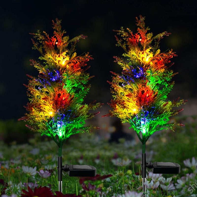 17 Inch Solar Norfolk Pine Branch Lights 10 Pcs Outdoor Artificial Christmas Plant