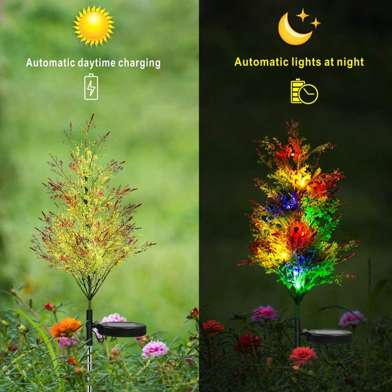 17 Inch Solar Norfolk Pine Branch Lights 10 Pcs Outdoor Artificial Christmas Plant