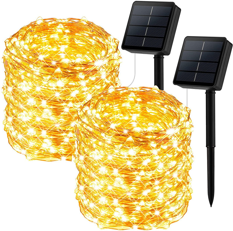 200 LED Solar Fairy Lights 72 Ft Outdoor String Lights 2 Pack 8 Modes Waterproof