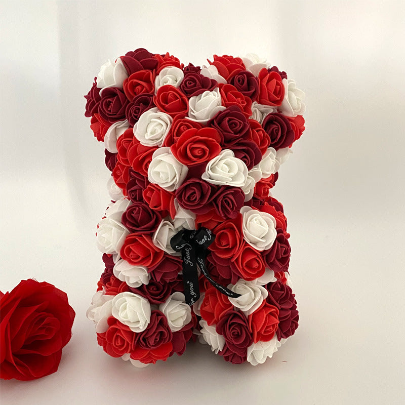 10 Pcs Artificial Foam PE Rose Bear Flowers Handmade Gift for Valentines Day