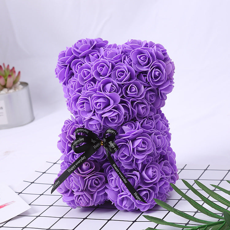 10 Pcs Artificial Foam PE Rose Bear Flowers Handmade Gift for Valentines Day