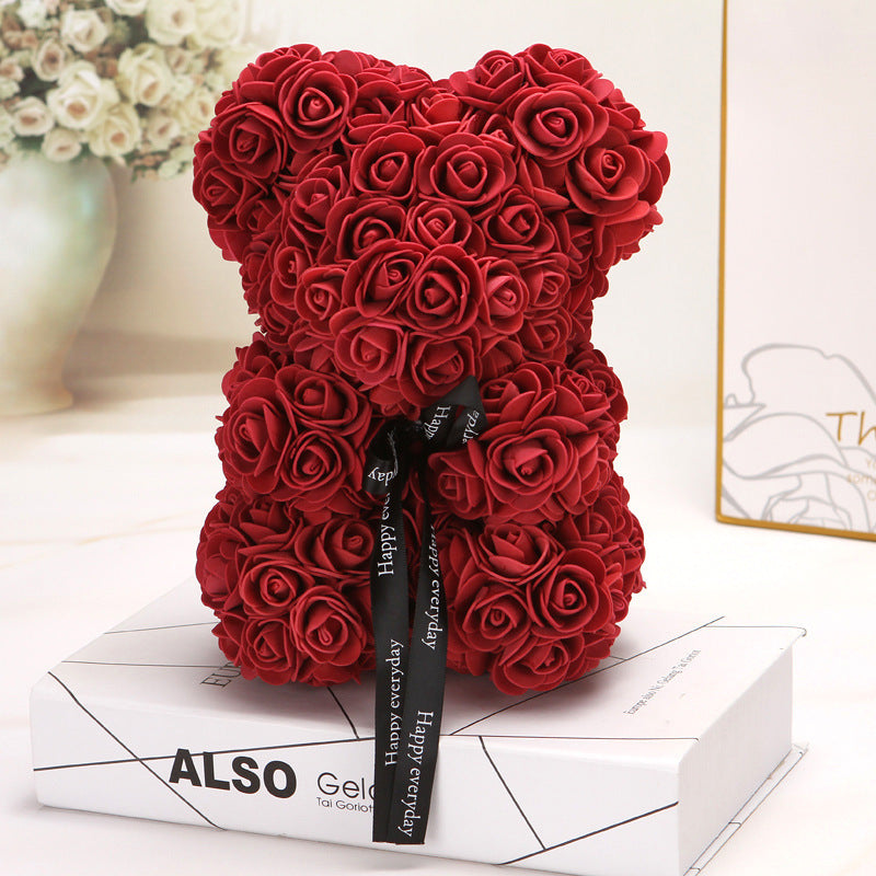 10 Pcs Artificial Foam PE Rose Bear Flowers Handmade Gift for Valentines Day