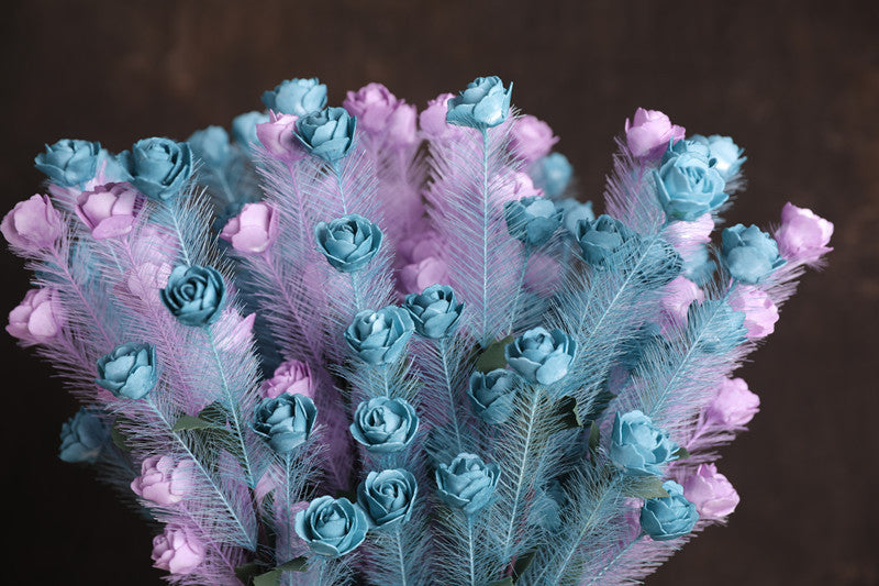 30 Pcs 21 Inch Artificial PE Rose Feather Bouquet for Wedding Flower Arrangements