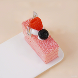 PU Fake Long Strip Mousse Cake - Realistic Food Simulation Decor, Artificial Dessert Prop for Home Kitchen Display, Photography Props, Party Decoration