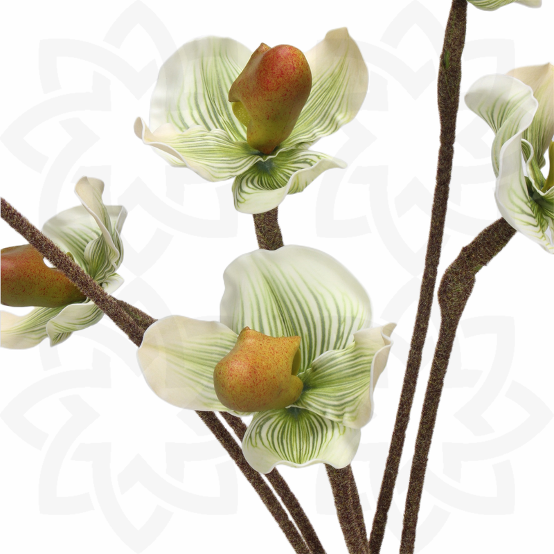 19 Inch Paphiopedilum Artificial Flowers Stem Real Touch Bulk Quantity