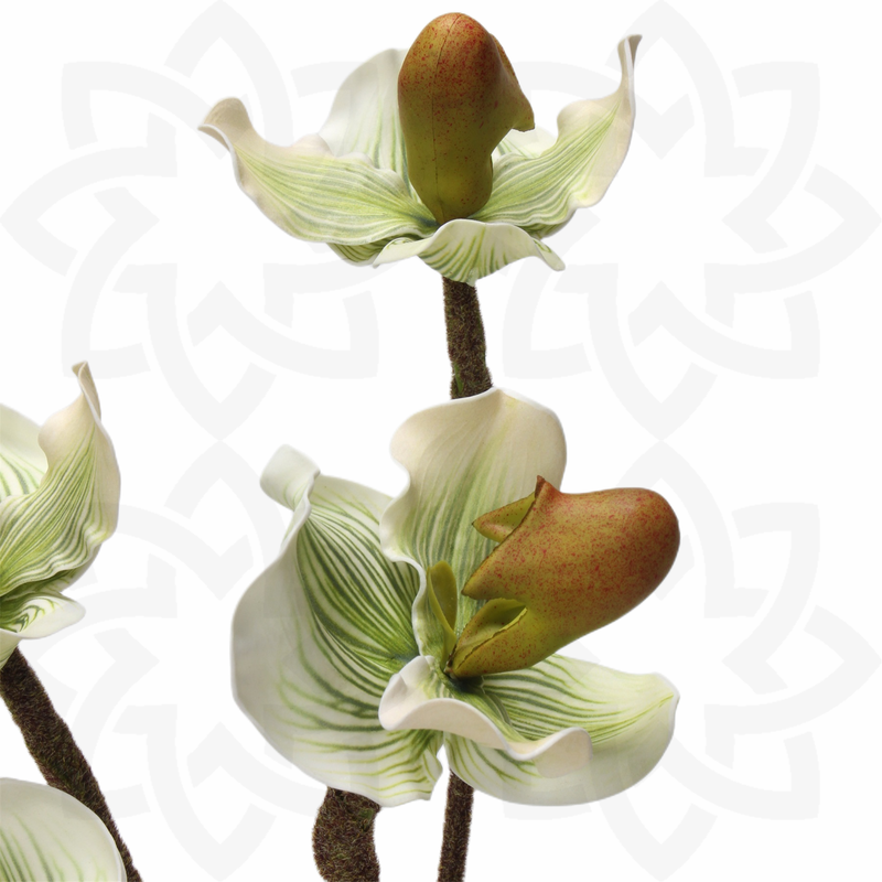 19 Inch Paphiopedilum Artificial Flowers Stem Real Touch Bulk Quantity