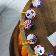 Patriotic Farmhouse Wooden Tiered Tray Set with Independence Day Decorations