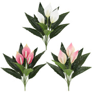 Peace Lily Bush Artificial Flowers Spathiphyllum UV Resistant Outdoor Plants Bulk Quantity