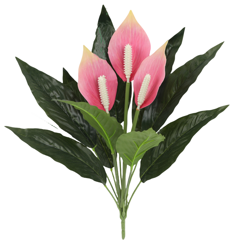 Peace Lily Bush Artificial Flowers Spathiphyllum UV Resistant Outdoor Plants Bulk Quantity